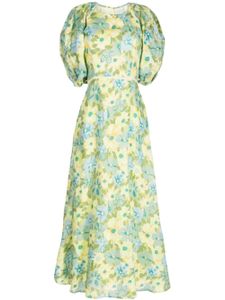 Faithfull the Brand robe longue Valerina en lin à fleurs - Vert