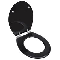 Toiletbril soft-close simpel ontwerp MDF zwart - thumbnail