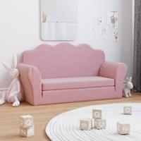 Kinderslaapbank 2-zits zacht pluche roze