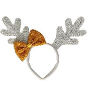 Kerst diadeem - rendier gewei - strik - zilver - haarband - kerstaccessoires