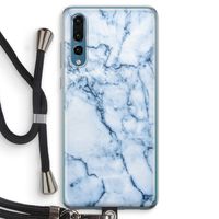 Blauw marmer: Huawei P20 Pro Transparant Hoesje met koord
