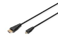 Digitus AK-330115-010-S HDMI-kabel HDMI Aansluitkabel HDMI-A-stekker, HDMI-micro-D-stekker 1.00 m Zwart Vergulde steekcontacten