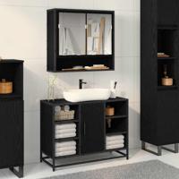 Badkamer spiegelkast Zwart eiken 65 x 20 x 60 cm Bewerkt hout