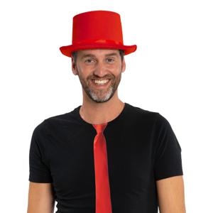 Carnaval verkleedset hoed en stropdas - rood - volwassenen/unisex - feestkleding accessoires