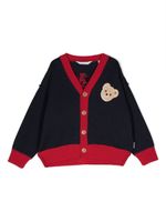 Palm Angels Kids cardigan en maille à patch logo - Bleu