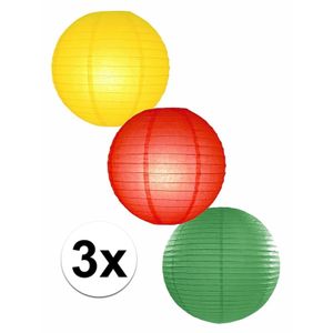 3 bolvormige lampionnen Carnaval 25 cm