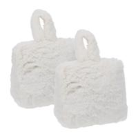 Home & Styling Fake Fur Deurstopper - 2x - 1 kg - wit - stof - gewicht - 7 x 17 cm - deurstop
