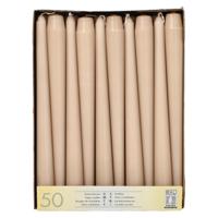 Dinerkaarsen/kandelaarkaarsen Mega pack - 50x stuks - taupe - Gotisch - 25 cm