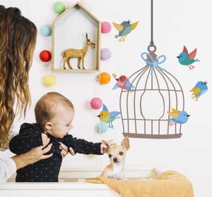 Muursticker vogels kooi kinderkamer