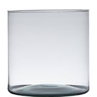 Transparante home-basics cilinder vorm vaas/vazen van gerecycled glas 30 x 19 cm - Vazen - thumbnail