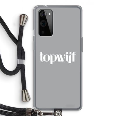 Topwijf Grijs Wit: OnePlus 9 Pro Transparant Hoesje met koord
