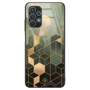 Samsung Galaxy A32 5G glazen hardcase - Kubus groen