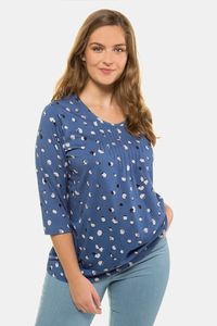 Ulla Popken Shirt, hals met bies, 3/4 mouwen, biokatoen - Grote Maten Ulla Popken Shirt, hals met bies, 3/4 mouwen, biokatoen - Grote Maten
