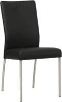 Zwarte leren moderne eetkamerstoel Comfort - poot rond rvs - Toledo Leer Nero (zwart leer)