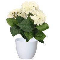 Hortensia kunstplant met bloemen wit - in pot wit - 40 cm hoog