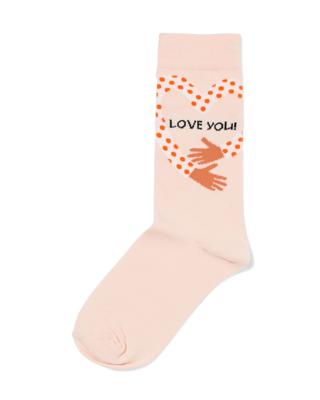 HEMA Sokken Met Katoen Love You Lichtroze (lichtroze)