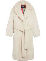 Apparis belted faux-fur midi coat - Blanc - thumbnail