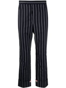 Thom Browne pantalon rayé en laine à coupe droite - Bleu