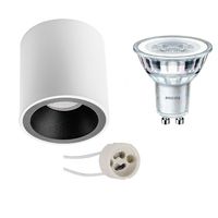 Opbouwspot Set - Pragmi Cliron Pro - GU10 Fitting - Opbouw Rond - Mat Wit/Zwart - Verdiept - Ø90mm - Philips - CorePro 830 36D - 4.6W - Warm Wit 3000K Opbouwspot Set - Pragmi Cliron Pro - GU10 Fitting - Opbouw Rond - Mat Wit/Zwart - Verdiept - Ø90mm - Philips - CorePro 830 36D - 4.6W - Warm Wit 3000K