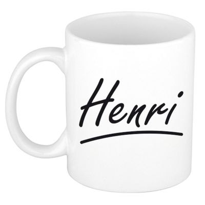Naam cadeau mok / beker Henri met sierlijke letters 300 ml