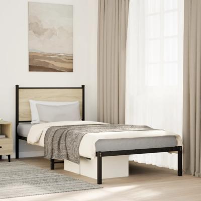 Bedframe zonder matras metaal sonoma eikenkleurig 80x200 cm