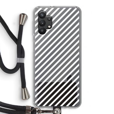 Strepen zwart-wit: Samsung Galaxy A32 5G Transparant Hoesje met koord