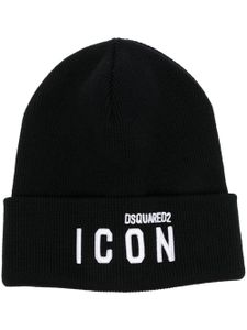 DSQUARED2 bonnet en maille à détail Icon - Noir