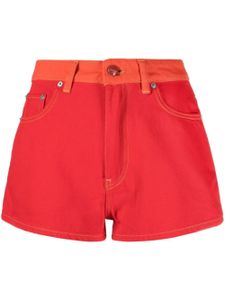 GANNI short en jean à taille contrastante - Rouge