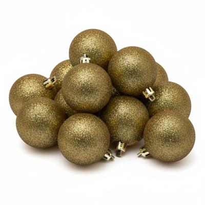 Kerstballen - 6x st - goud - glitters - D8 cm - kunststof - kerstversiering Kerstballen - 6x st - goud - glitters - D8 cm - kunststof - kerstversiering