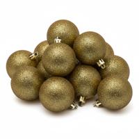 Kerstballen - 6x st - goud - glitters - D8 cm - kunststof - kerstversiering
