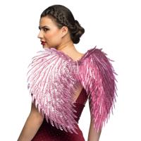Carnaval/halloween verkleed engelen Glam vleugels - roze - 55 cm - dames