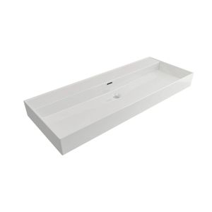 Wastafel Plieger Kansas Zonder Kraangat 120x46,6 cm met Overloop Mat Wit
