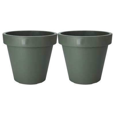 Pro Garden Plantenpot/bloempot - 4x - Tuin buiten - kunststof - donkergroen - D35 cm