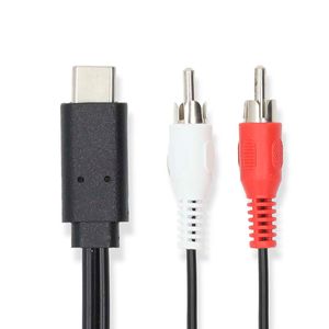 Nedis USB-C Adapter | USB 3.2 Gen 1 | USB-C Male | 2x RCA Male | 1.00 m | Rond | Vernikkeld | PVC | Zwart | Label - CCGL64240BK10