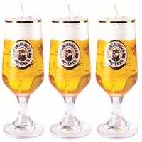 Bierglas kaars - 3x - Duits bier - 20 cm - Bierkaars cadeau - Vaderdag en verjaardag gadget