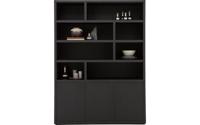 Goossens Buffetkast Barcelona, 3 deuren 8 open vakken, zwart eiken, 158 x 212 x 45 cm, stijlvol landelijk