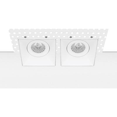 Spot Armatuur GU10 - Pragmi Terra - GU10 Inbouwspot - Vierkant - Wit - Aluminium - Kantelbaar - 90mm