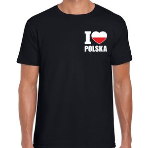 I love Polska t-shirt Polen zwart op borst voor heren