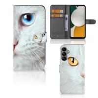 Samsung Galaxy A34 | Telefoonhoesje | Met pasjeshouder | Witte Kat
