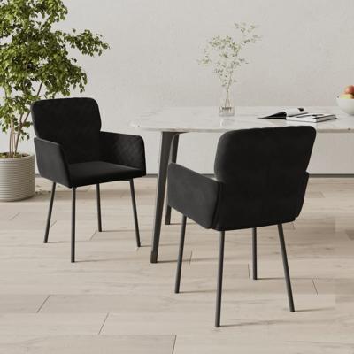 Eetkamerstoelen 2 st fluweel zwart