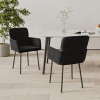 Eetkamerstoelen 2 st fluweel zwart - thumbnail
