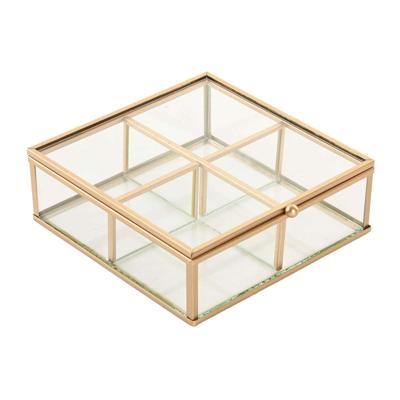 Doos-Juwelenkistje Home ESPRIT Gouden Metaal Kristal 15 x 16 x 5 cm