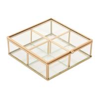 Doos-Juwelenkistje Home ESPRIT Gouden Metaal Kristal 15 x 16 x 5 cm