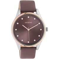 OOZOO C10953 Horloge Timepieces staal-leder rosekleurig-mauve 40 mm - thumbnail