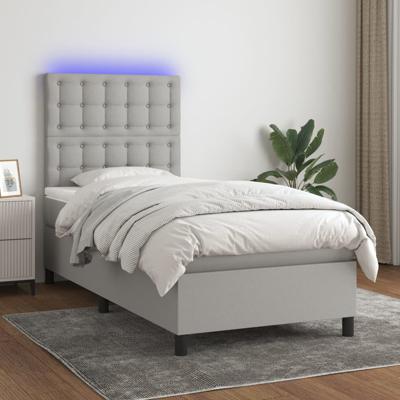 Boxspring met matras en LED stof lichtgrijs 80x200 cm