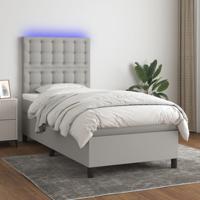Boxspring met matras en LED stof lichtgrijs 80x200 cm