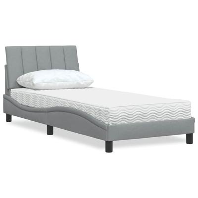 Bed met matras "Hanko" stof lichtgrijs 80x200 cm