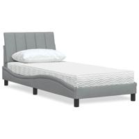 Bed met matras "Hanko" stof lichtgrijs 80x200 cm