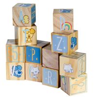 Rubo Toys houten blokken Woezel En Pip 4,5 cm 12-delig - thumbnail