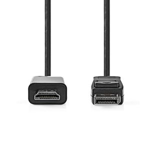 Nedis DisplayPort-Kabel | DisplayPort Male | HDMI Connector | 1080p | Vernikkeld | 2.00 m | Rond | PVC | Zwart | Label - CCGL37100BK20